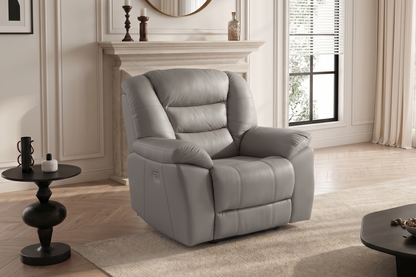 Giovanni 1 Seater Electric Recliner Chair - Grey Leather - Image 1
