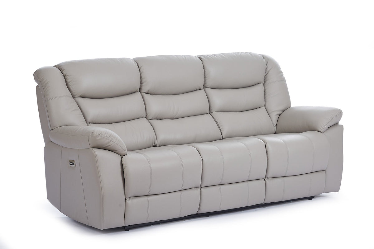 Giovanni 3 Seater Electric Recliner Sofa - Grey Leather - Image 4