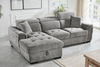 Grey Chenille Fabric Corner Sofabed with Storage