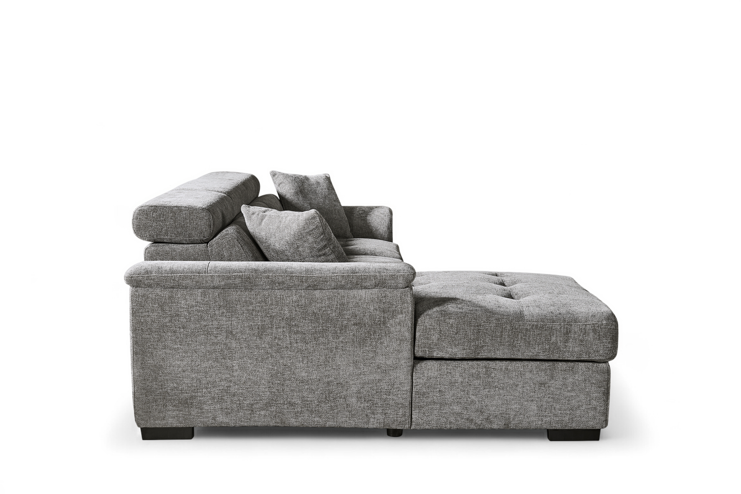 Grey Chenille Fabric Corner Sofabed with Storage