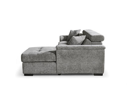 Grey Chenille Fabric Corner Sofabed with Storage