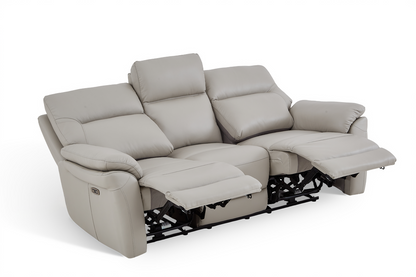 Cinecitta 3 Seater Electric Recliner Sofa - Grey Leather - Image 2