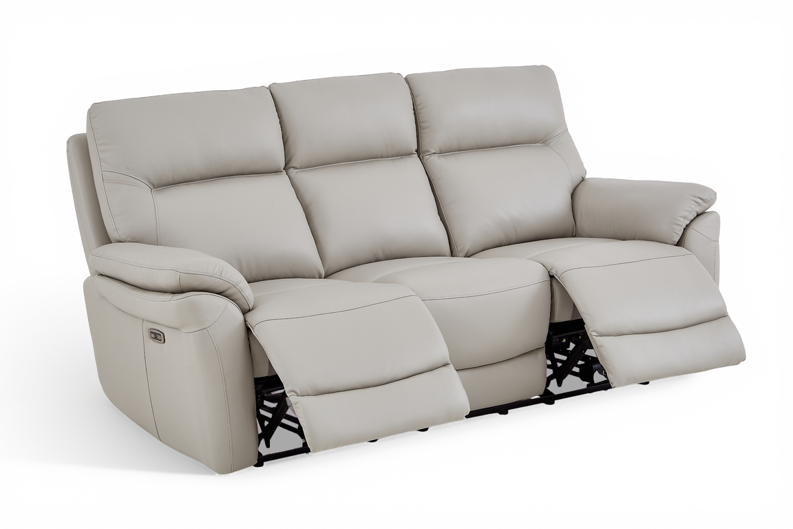 Cinecitta 3 Seater Electric Recliner Sofa - Grey Leather - Image 3