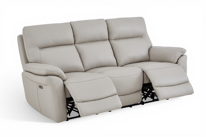 Cinecitta 3 Seater Electric Recliner Sofa - Grey Leather - Image 3