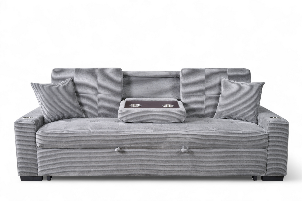 Charles 3 Seater Sofa Bed - Grey Jumbo Cord - Image 6