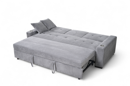 Charles 3 Seater Sofa Bed - Grey Jumbo Cord - Image 5