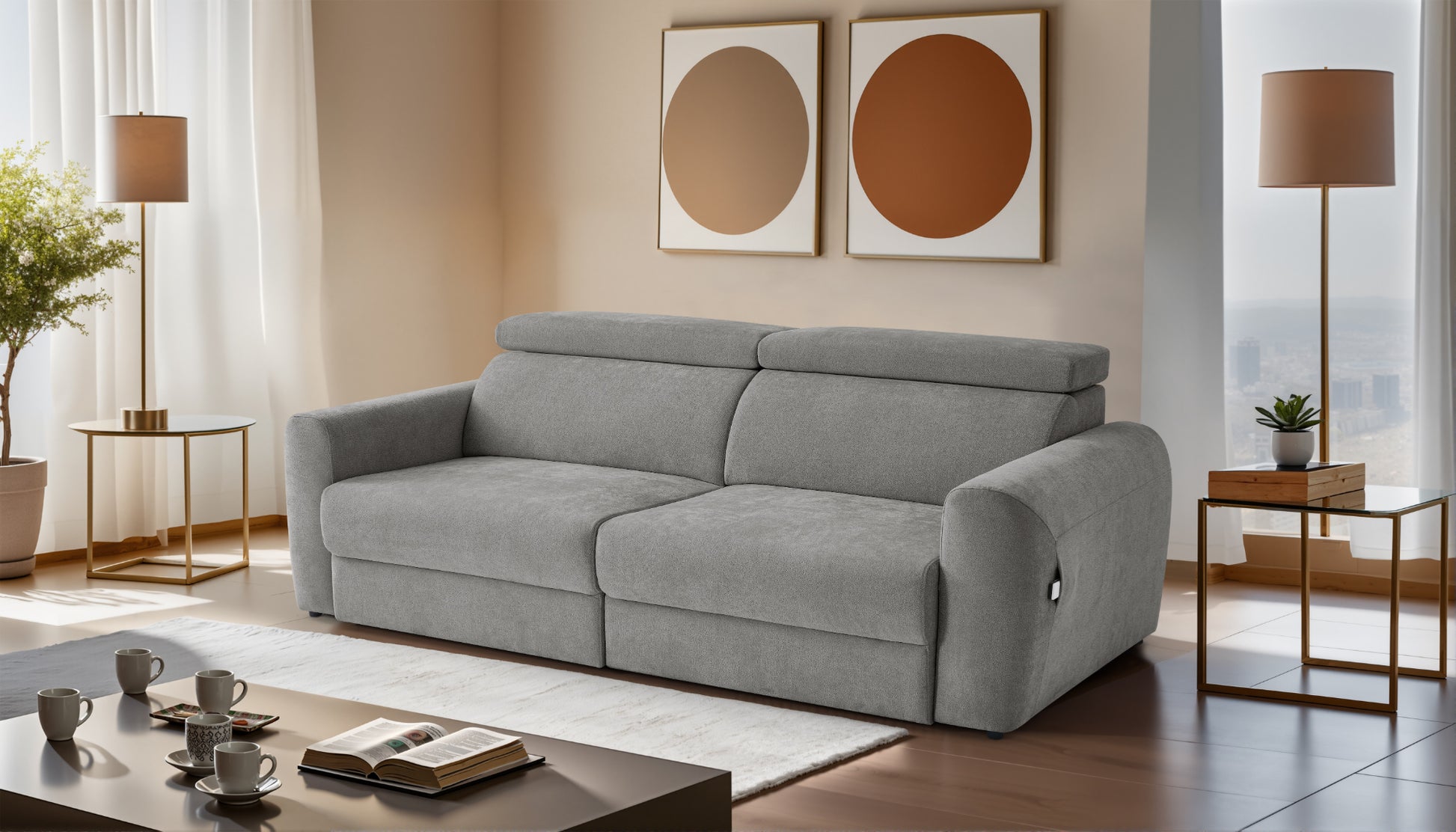 Dakota 3 Seater Electric Sofa Bed - Grey