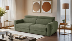 Dakota 3 Seater Electric Sofa Bed - Olive