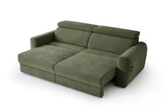 Dakota 3 Seater Electric Sofa Bed - Olive