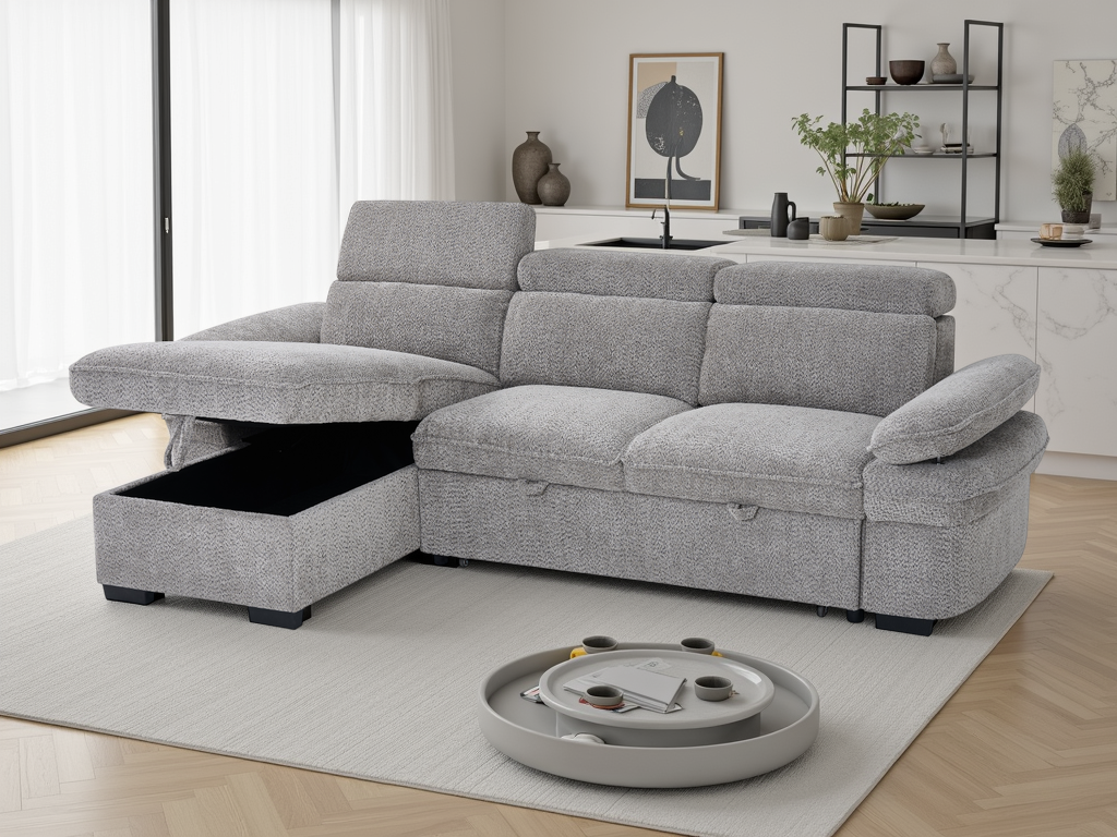 Hudson Universal Corner Sofa Bed - Grey