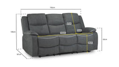 Harald Electric Recliner 3 Seater Sofa - Graphite