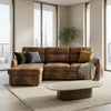 Archie Faux Leather Suede Brown Corner Sofabed with Storage