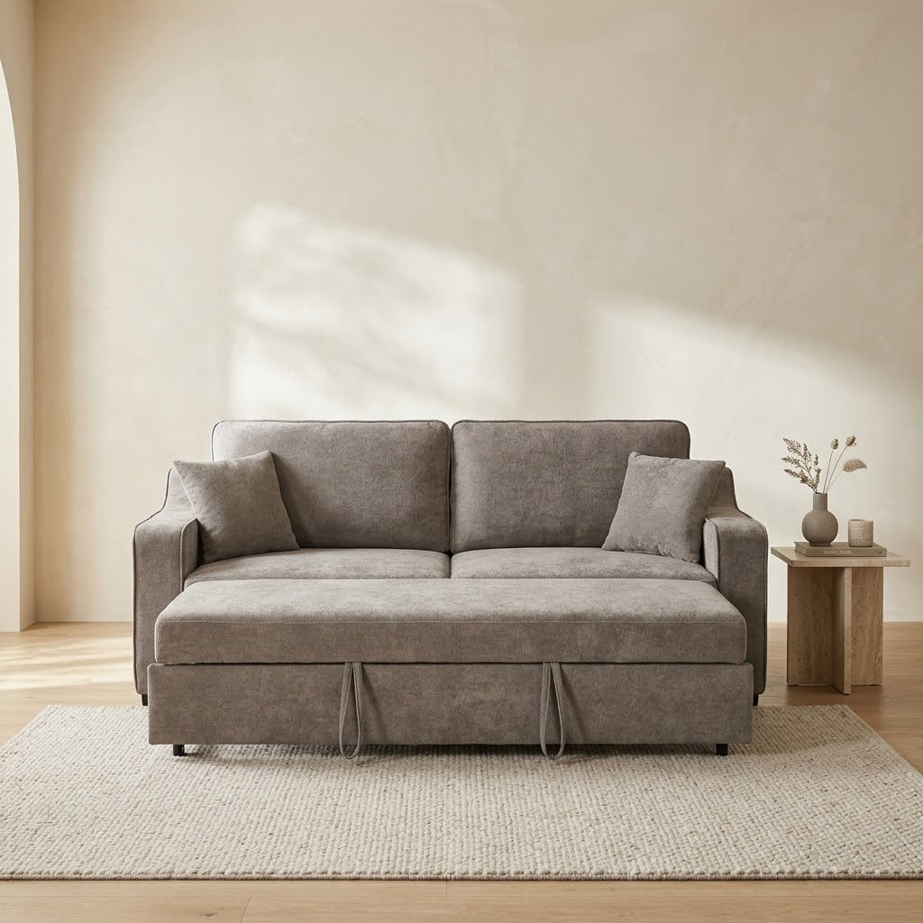 Nathan Grey Chenille Fabric 3 Seater Sofabed
