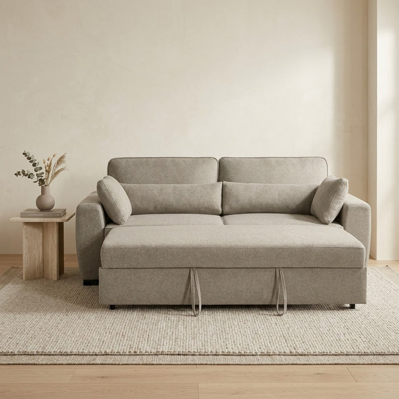Alfie Beige Chenille Fabric 3 Seater Sofabed