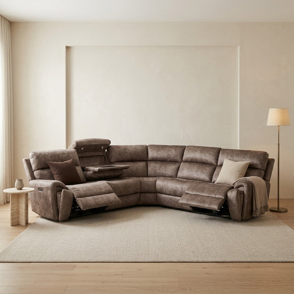 Vegas Power Recliner Corner Sofa - Truffle
