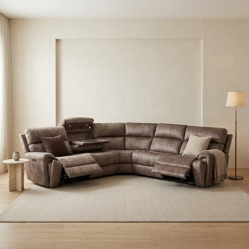 Vegas Power Recliner Corner Sofa - Truffle