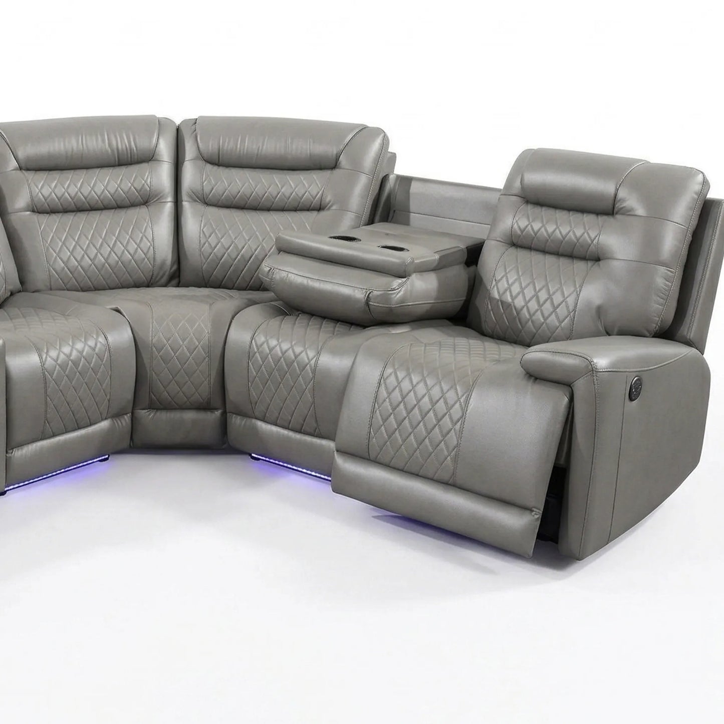 Halifax Leather Electric Recliner Corner Sofa Grey