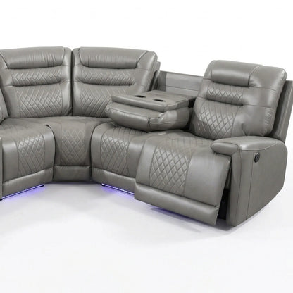 Halifax Leather Electric Recliner Corner Sofa Grey