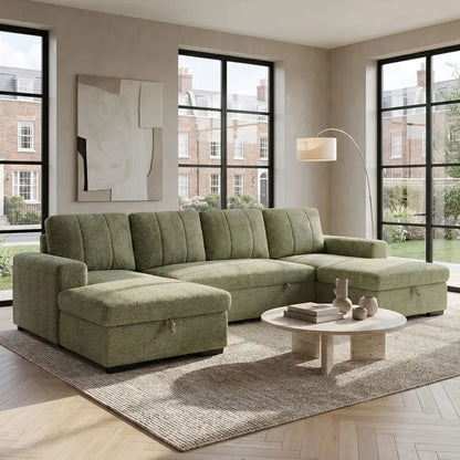 Como U Shape Corner Sofabed - Green