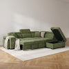 Amelia Olive Green Chenille Fabric Corner Sofa Bed with Storage and Ottomans