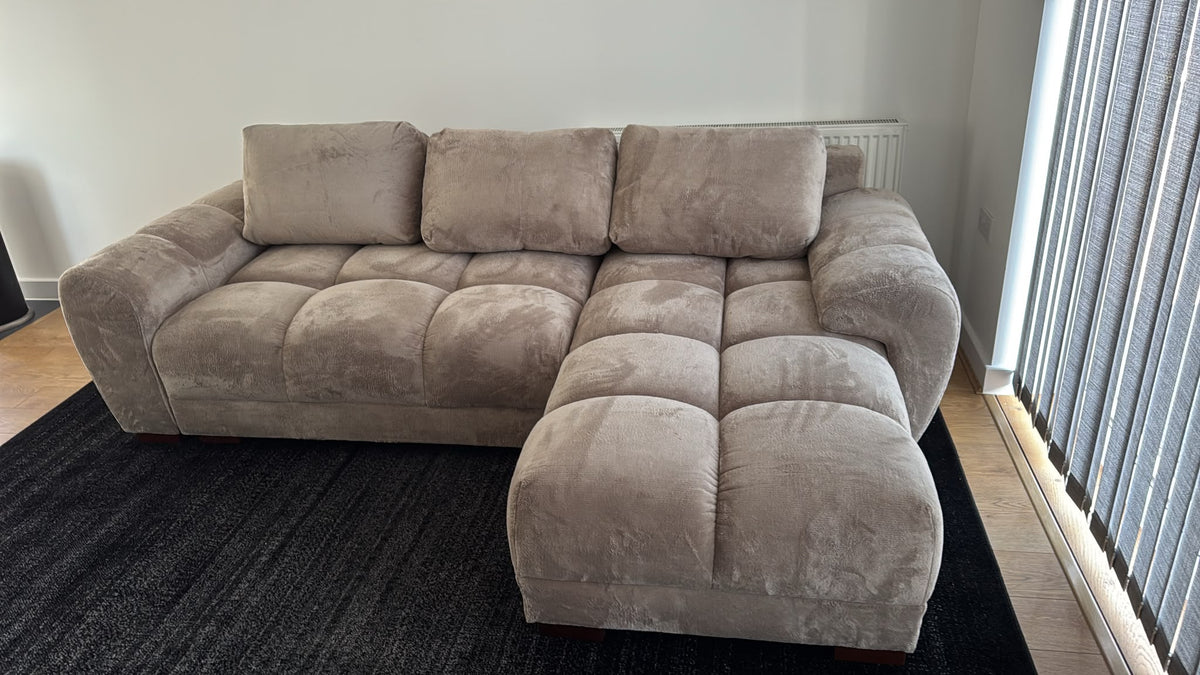 Azzuro Corner Sofa Bed With Storage - Universal Chaise - Plush Velvet - Mocha