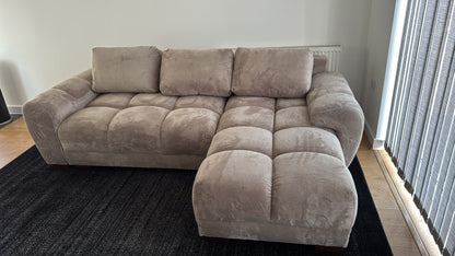 Azzuro Corner Sofa Bed With Storage - Universal Chaise - Plush Velvet - Mocha