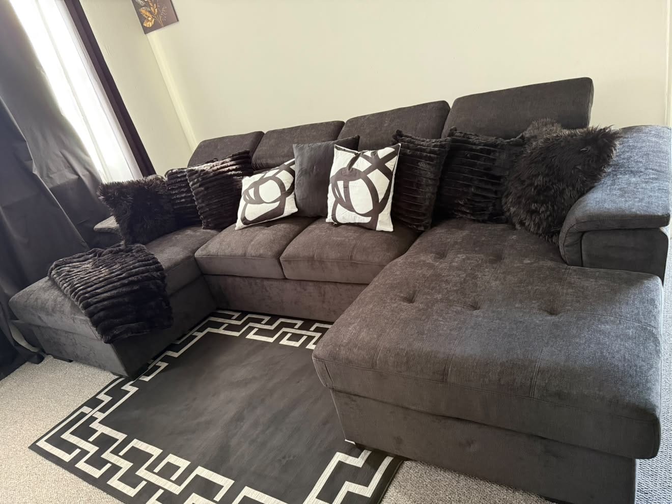 Alaya Storage U Shape Sofabed - Black