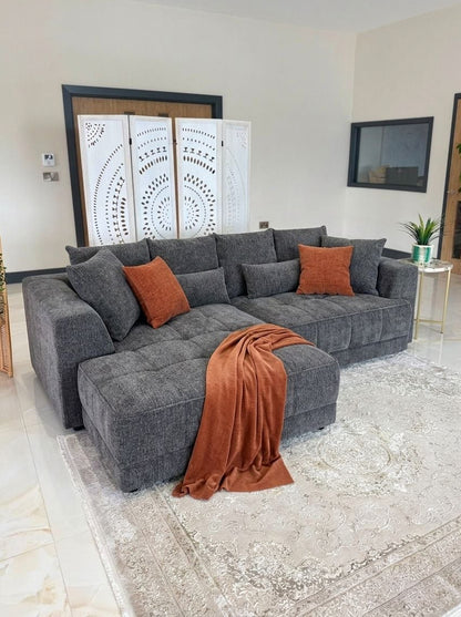 Brooklyn Electric Storage Left Hand Sofa Bed - Charcoal