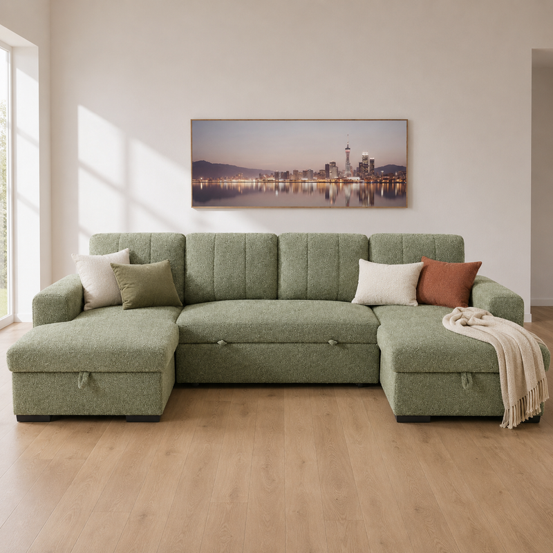 Como U Shape Sofa Bed - Green