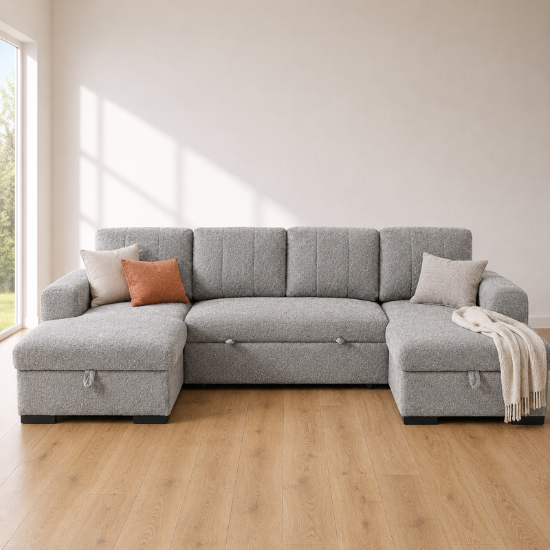 Como U Shape Sofa Bed  With Storage - Grey