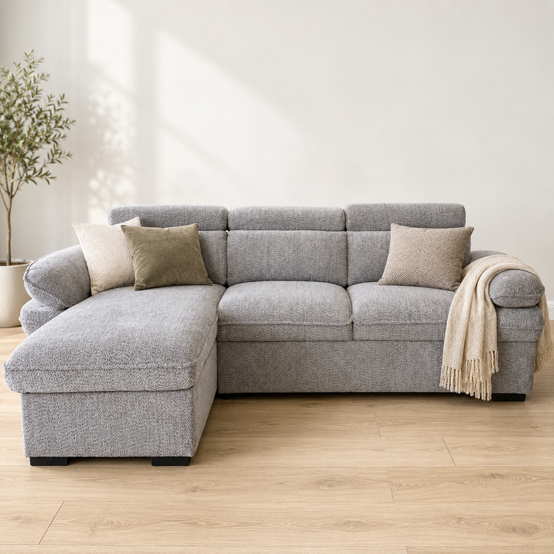Hudson Universal Corner Storage Sofa Bed - Grey