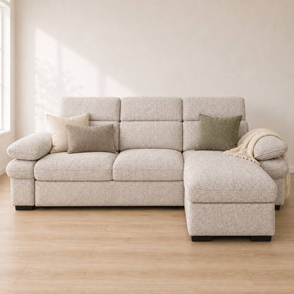 Hudson Universal Corner Storage Sofa Bed - Beige