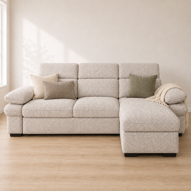 Hudson Universal Corner Storage Sofa Bed - Beige