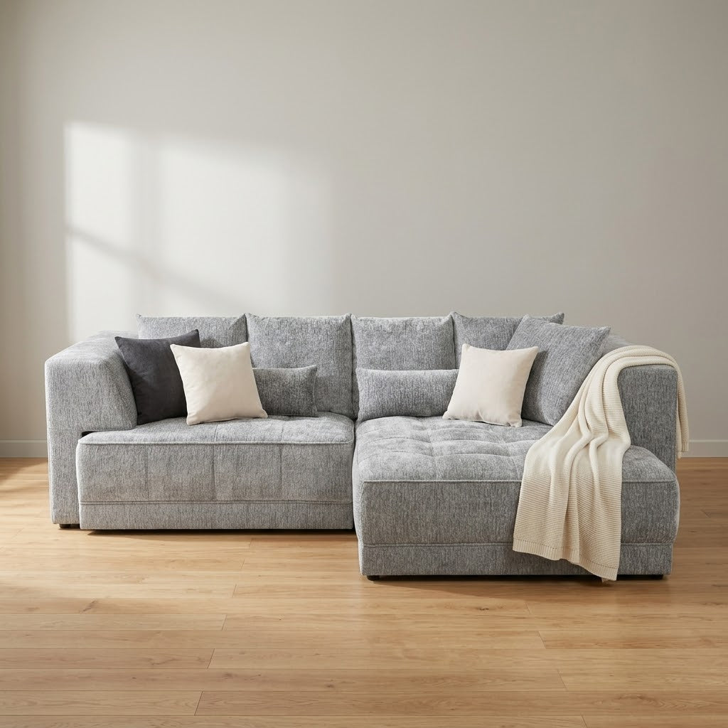 Brooklyn Electric Storage Right Hand Sofa Bed - Silver