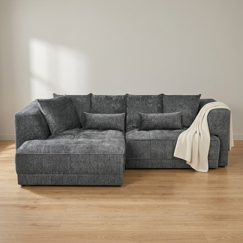 Brooklyn Electric Storage Left Hand Sofa Bed - Charcoal