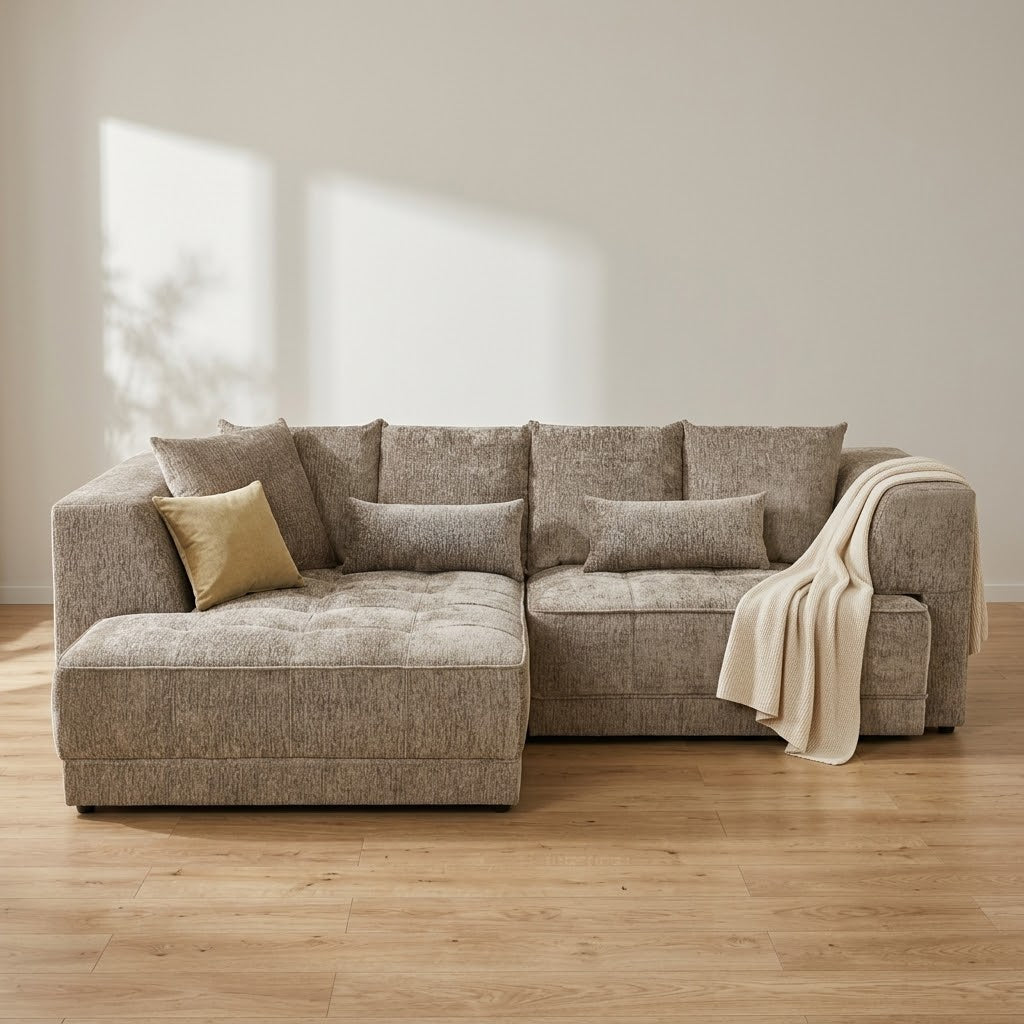 Brooklyn Electric Storage Left Hand  Sofa Bed - Mushroom Beige