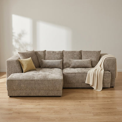 Brooklyn Electric Storage Left Hand  Sofa Bed - Mushroom Beige