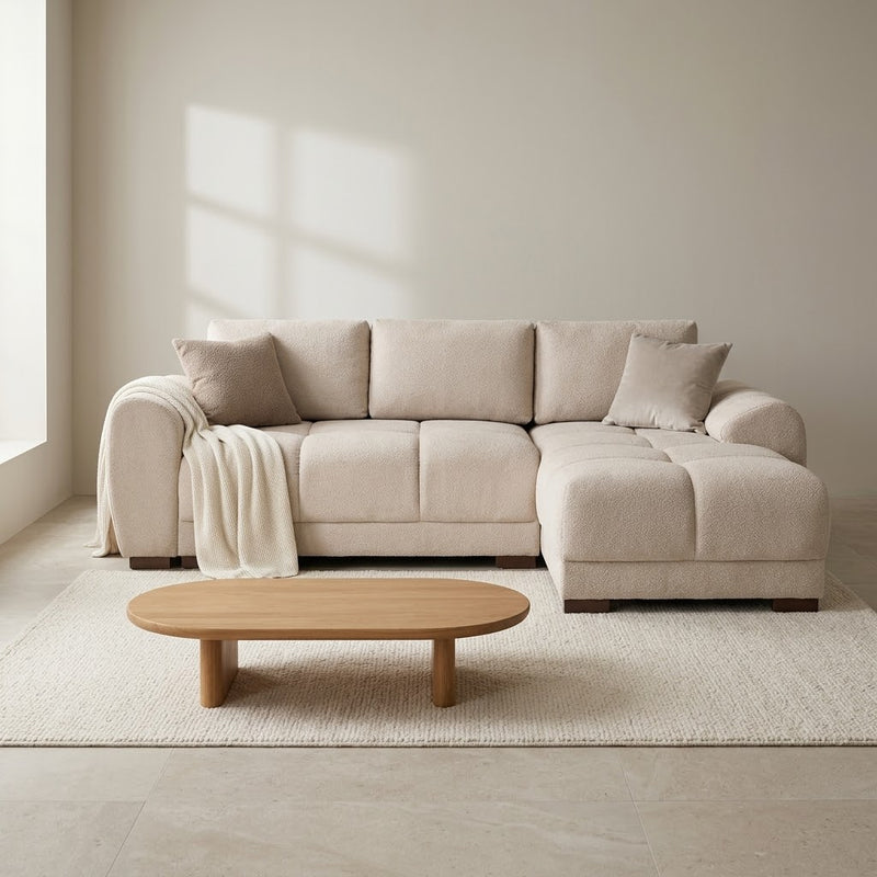 Azzuro Corner Sofa Bed With Storage - Universal Chaise - Plush Velvet  - Mocha