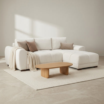 Azzuro Corner Sofa Bed With Storage - Universal Chaise - Plush Velvet  - Cream