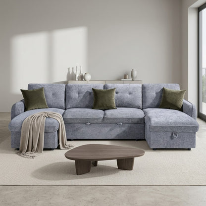 Moscow U Shaped Storage Sofa Bed - Grey