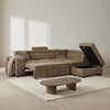 Amelia Chocolate Brown Chenille Fabric Corner Sofa Bed with Storage and Ottomans