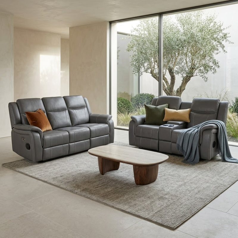 Galaxy Tech Electric Leather Recliner 3+2 Sofa - Grey