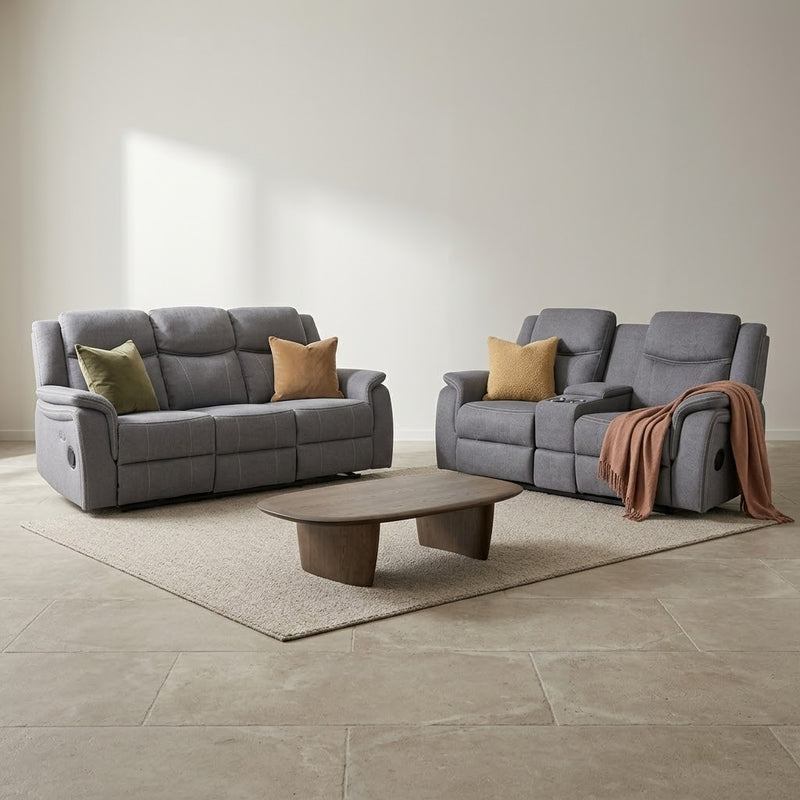 Galaxy Tech Fabric Electric Recliner 3+2 Seater Sofa - Grey
