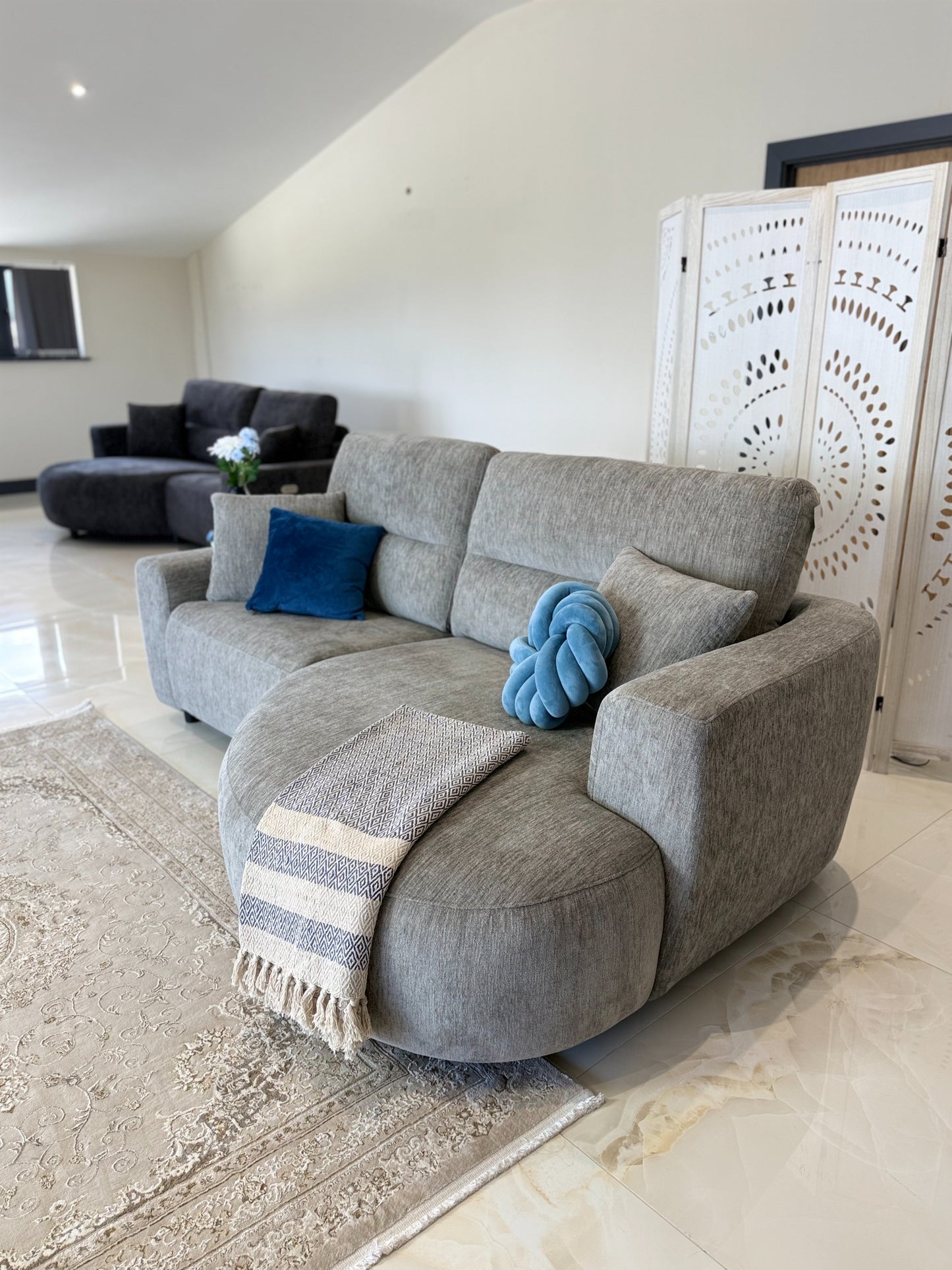 Denver Sofa Grey Electric Recliner Right Hand