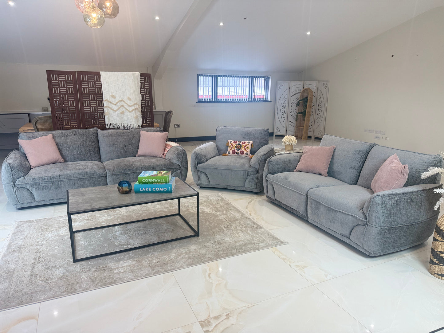 Angelo Grey 3+2+1 Seater Sofa Set