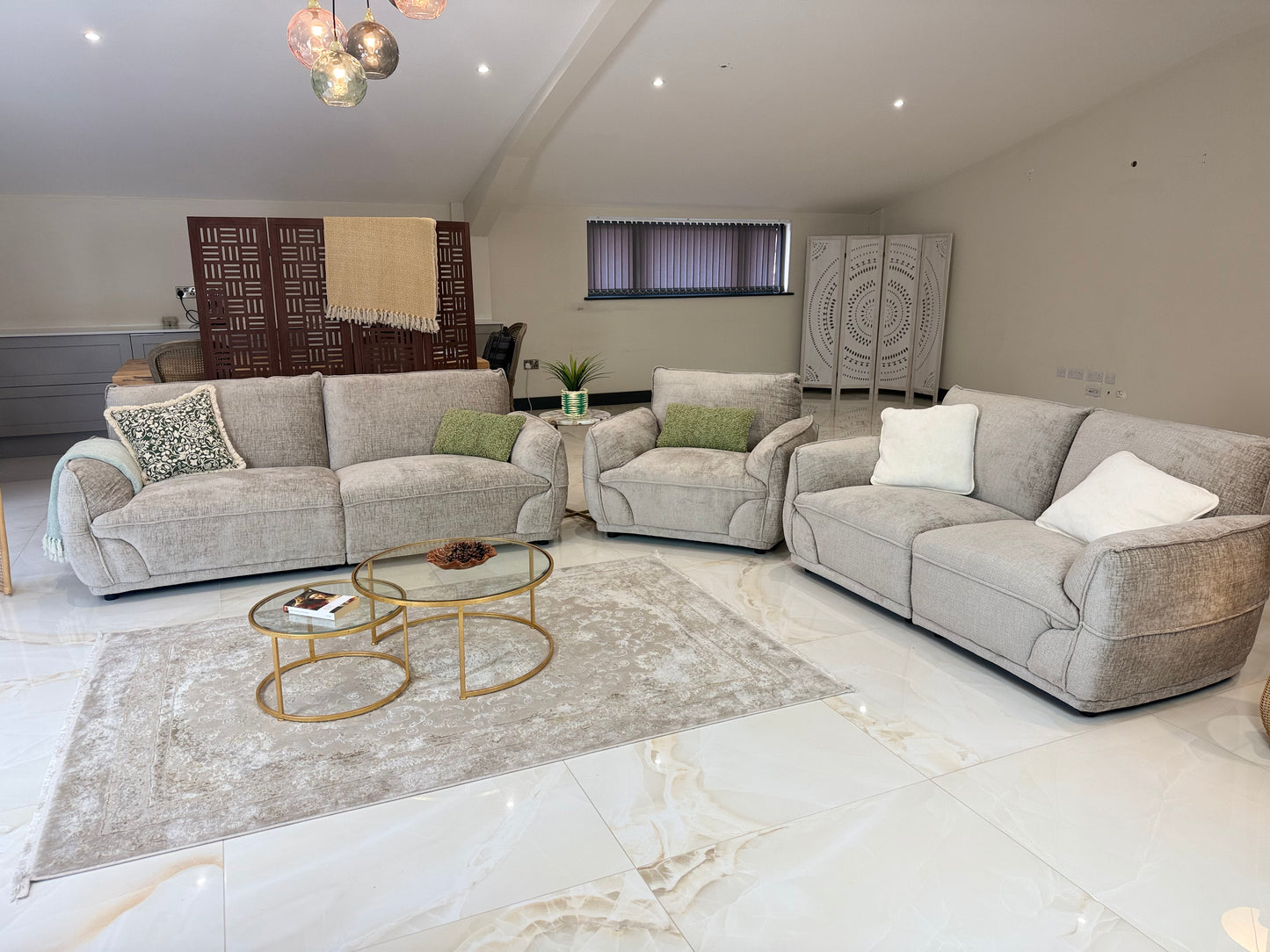 Angelo Beige 3+2+1 Seater Sofa Set