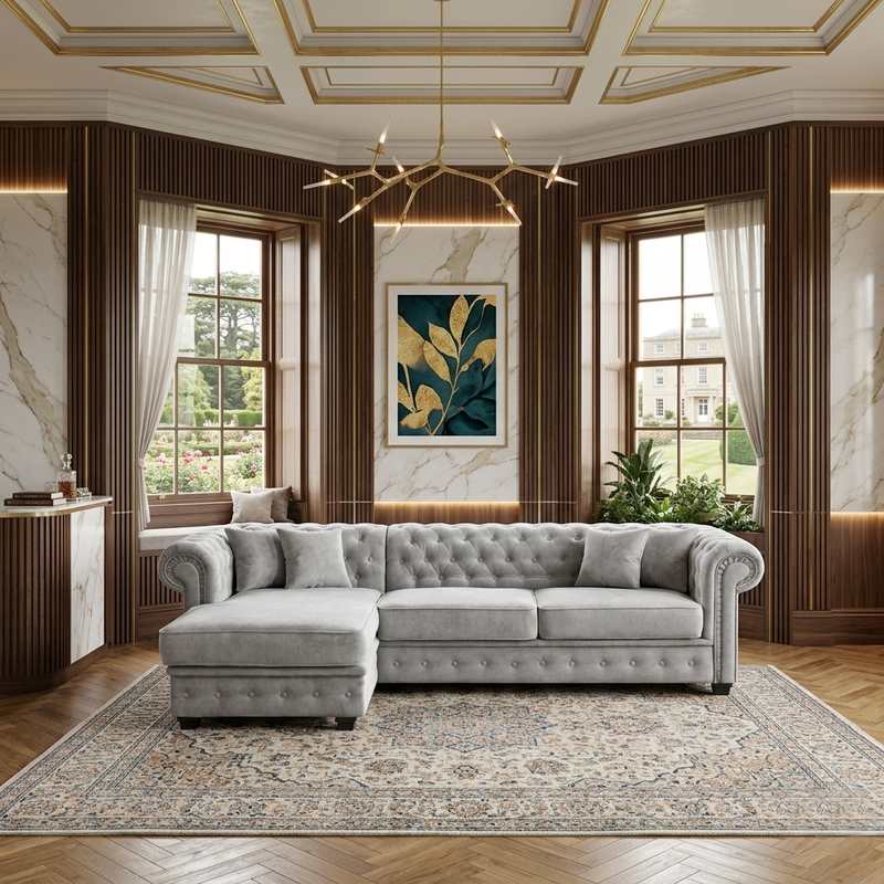 Imperial Left Hand Corner Sofa Bed - Silver