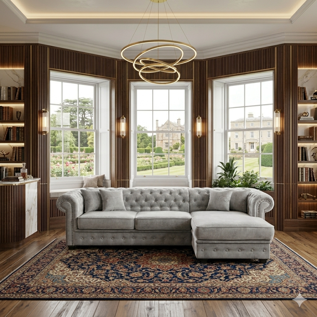 Imperial Right Hand Corner Sofa Bed - Silver