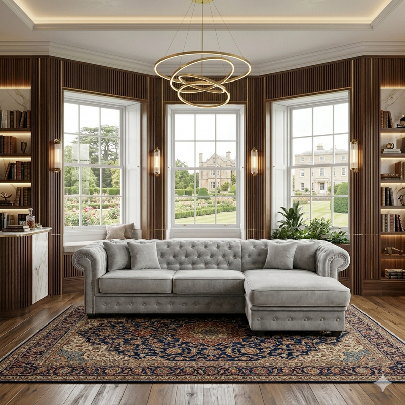 Imperial Right Hand Corner Sofa Bed - Silver
