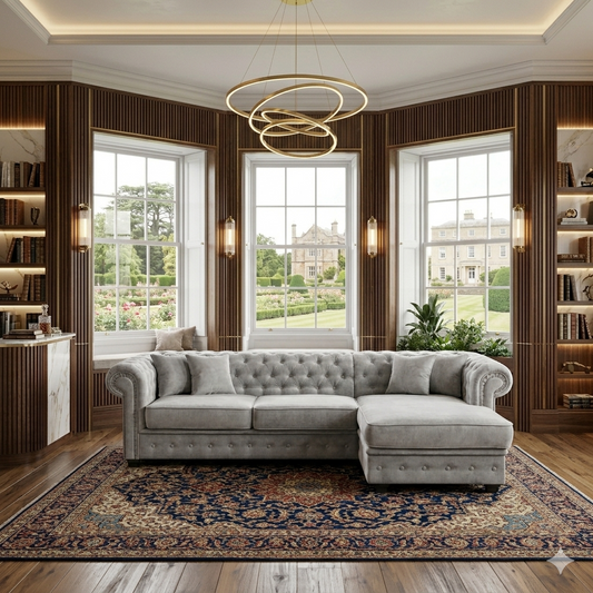 Imperial Right Hand Corner Sofa Bed - Silver